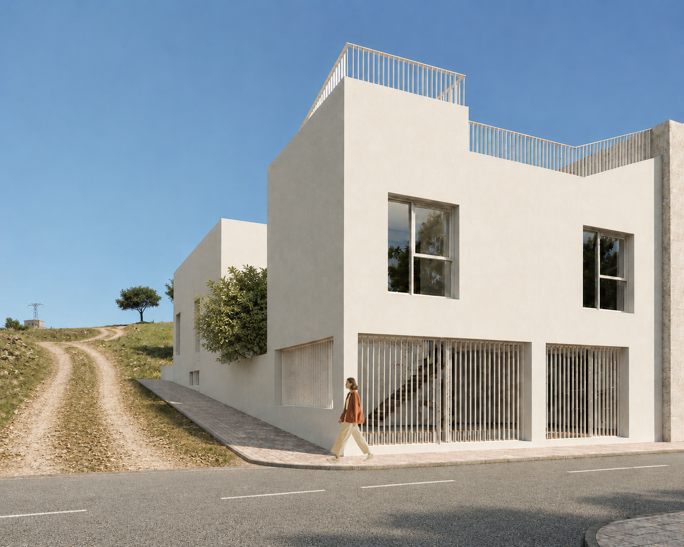 Render exterior en Torrealquería para Eduardo Rojas Arquitectura